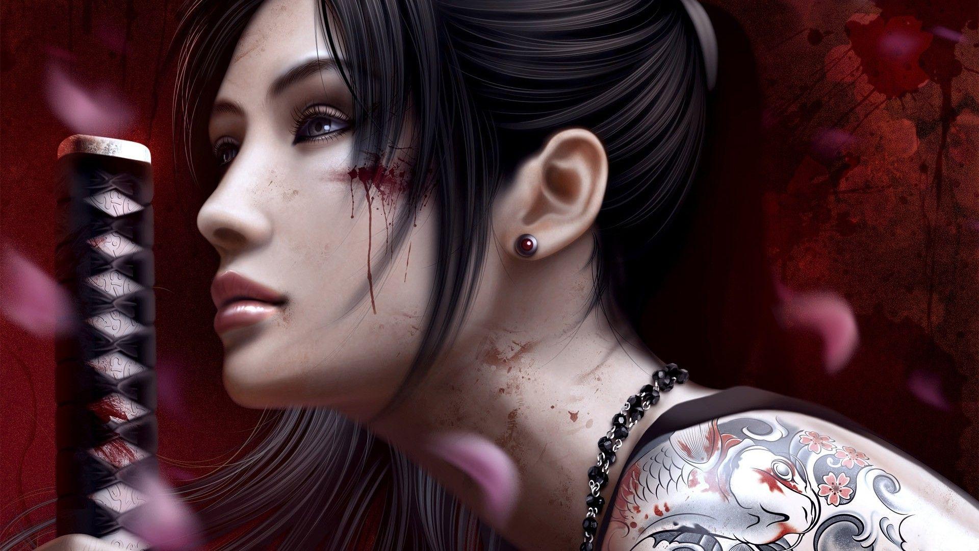 1920x1080 Samurai girl Wallpaper