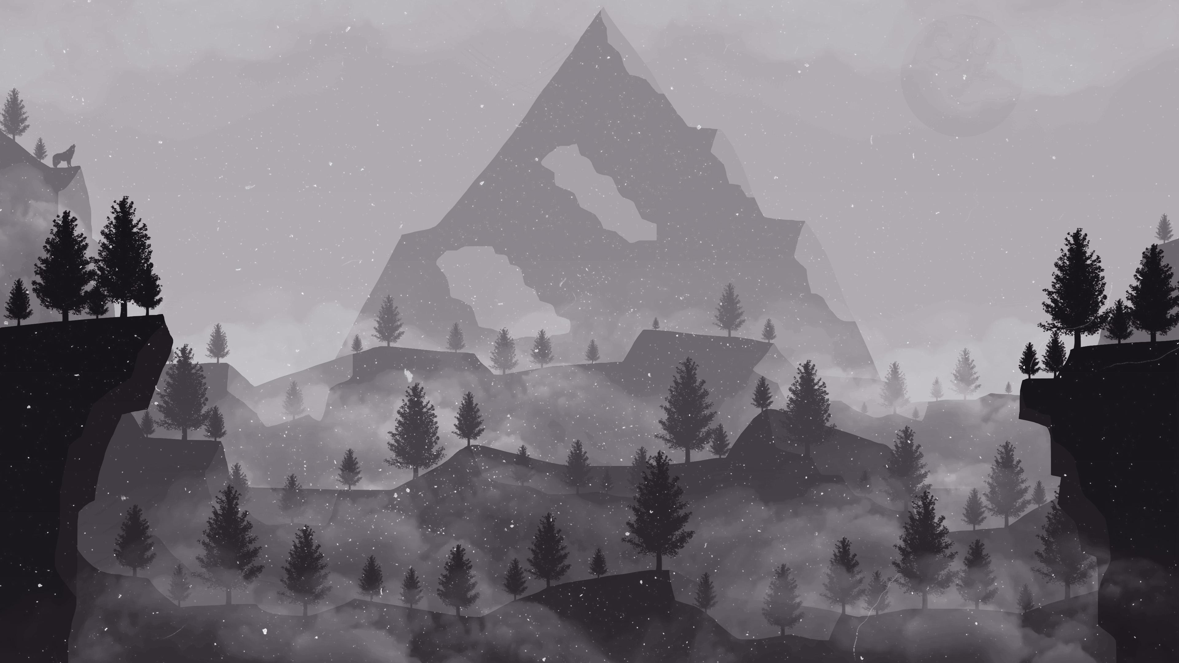 3840x2160 Greyscale Minimal Nature 4k, HD Artist, 4k Wallpaper, Image, Background, Photo and Picture
