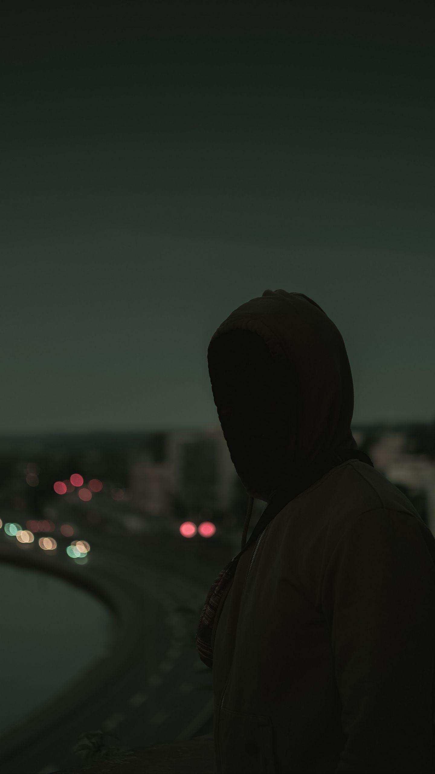 1440x2560 Download wallpaper 1440x2560 silhouette, dark, hood, twilight, gloomy qhd samsung galaxy s s edge, note, lg g4 HD background
