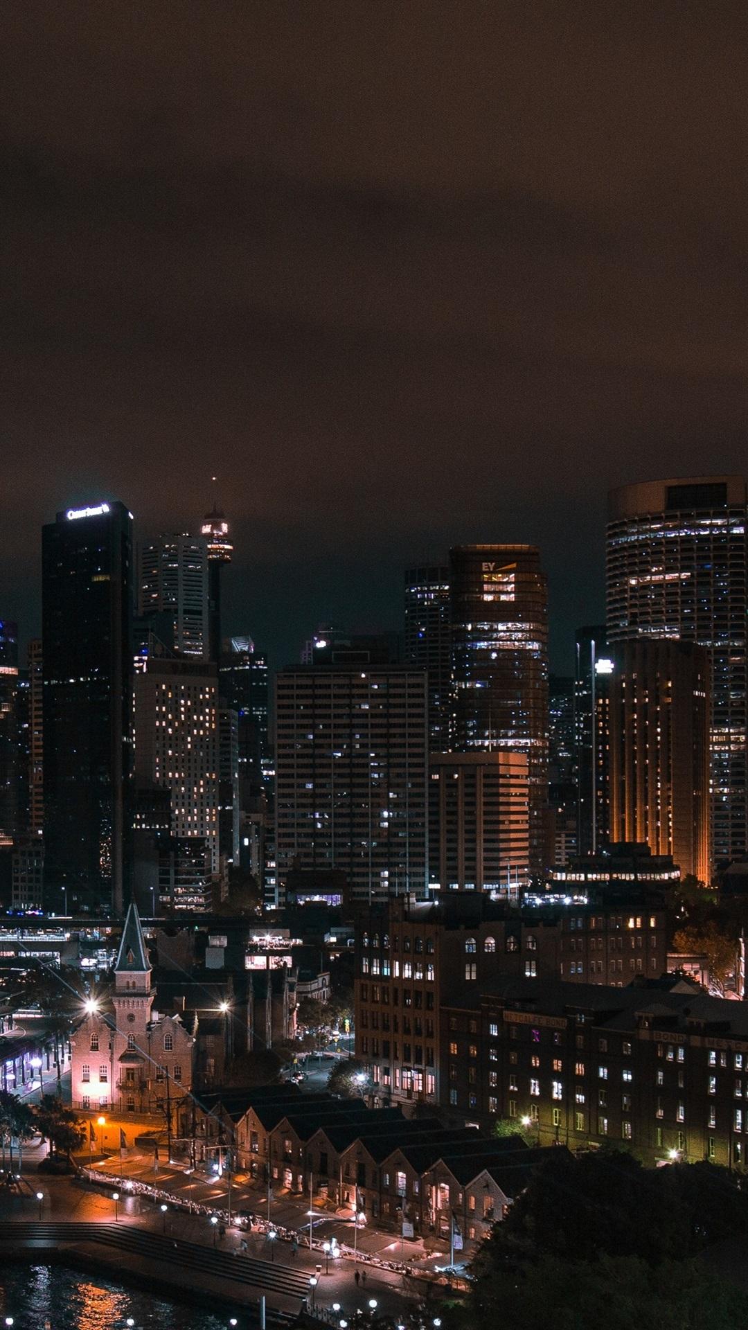 1080x1920 Sydney City At Night, Skyscrapers, Lights 1080x1920 IPhone 8 7 6 6S Plus Wallpaper, Background, Picture, Image