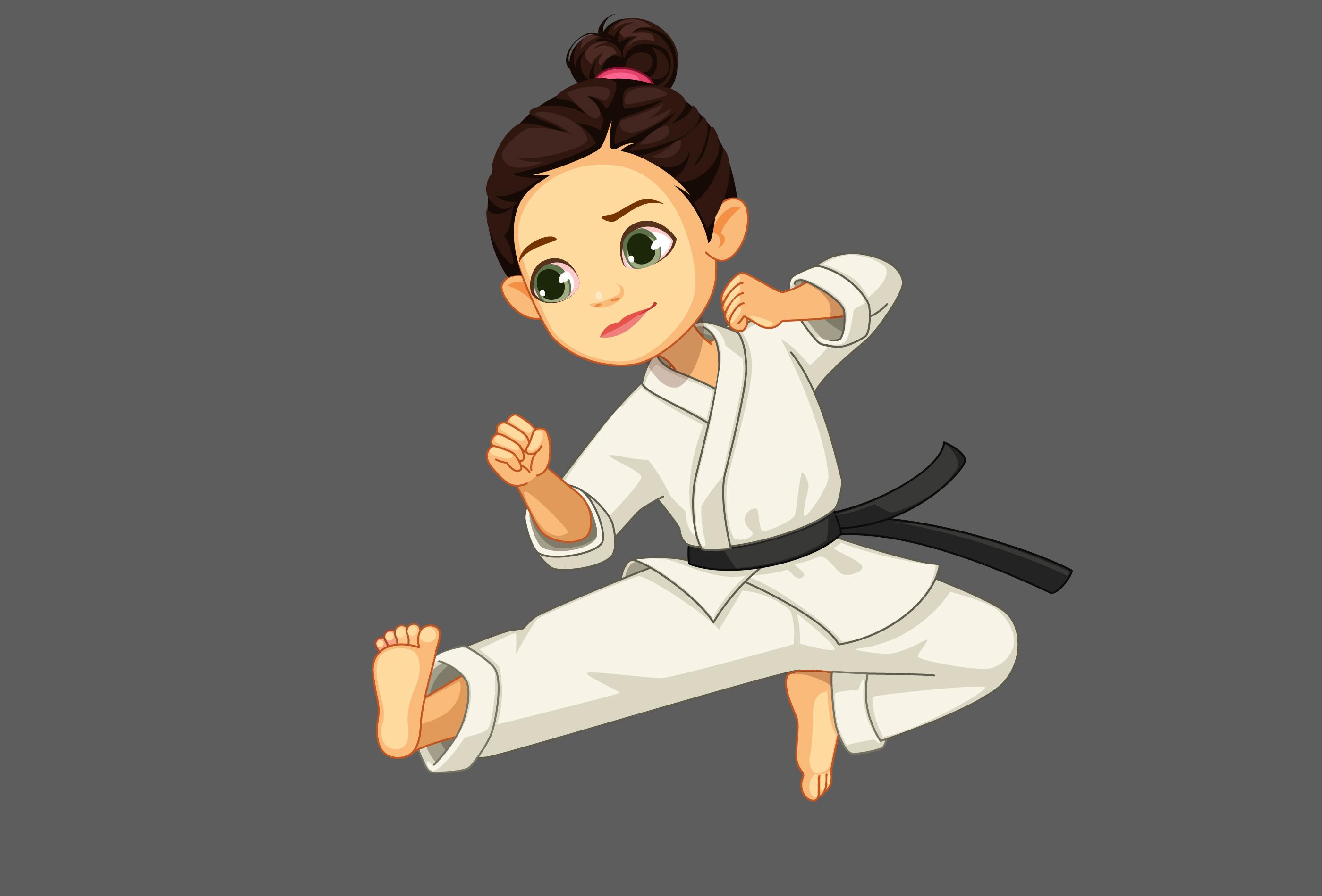 2800x1900 Cute little karate girl in karate pose