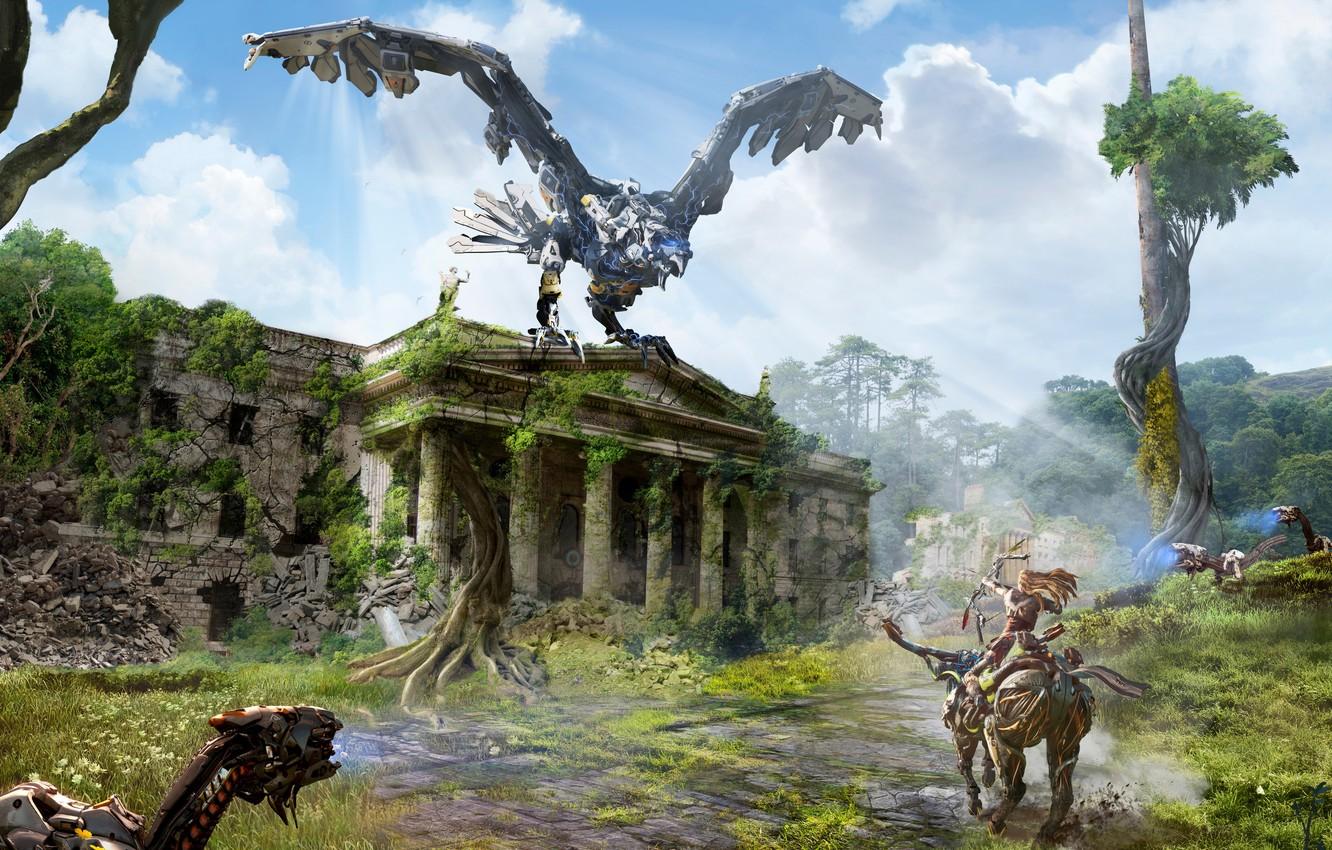 1332x850 Wallpaper Sony, Art, PS Horizon: Zero Dawn, Aloy image for desktop, section игры
