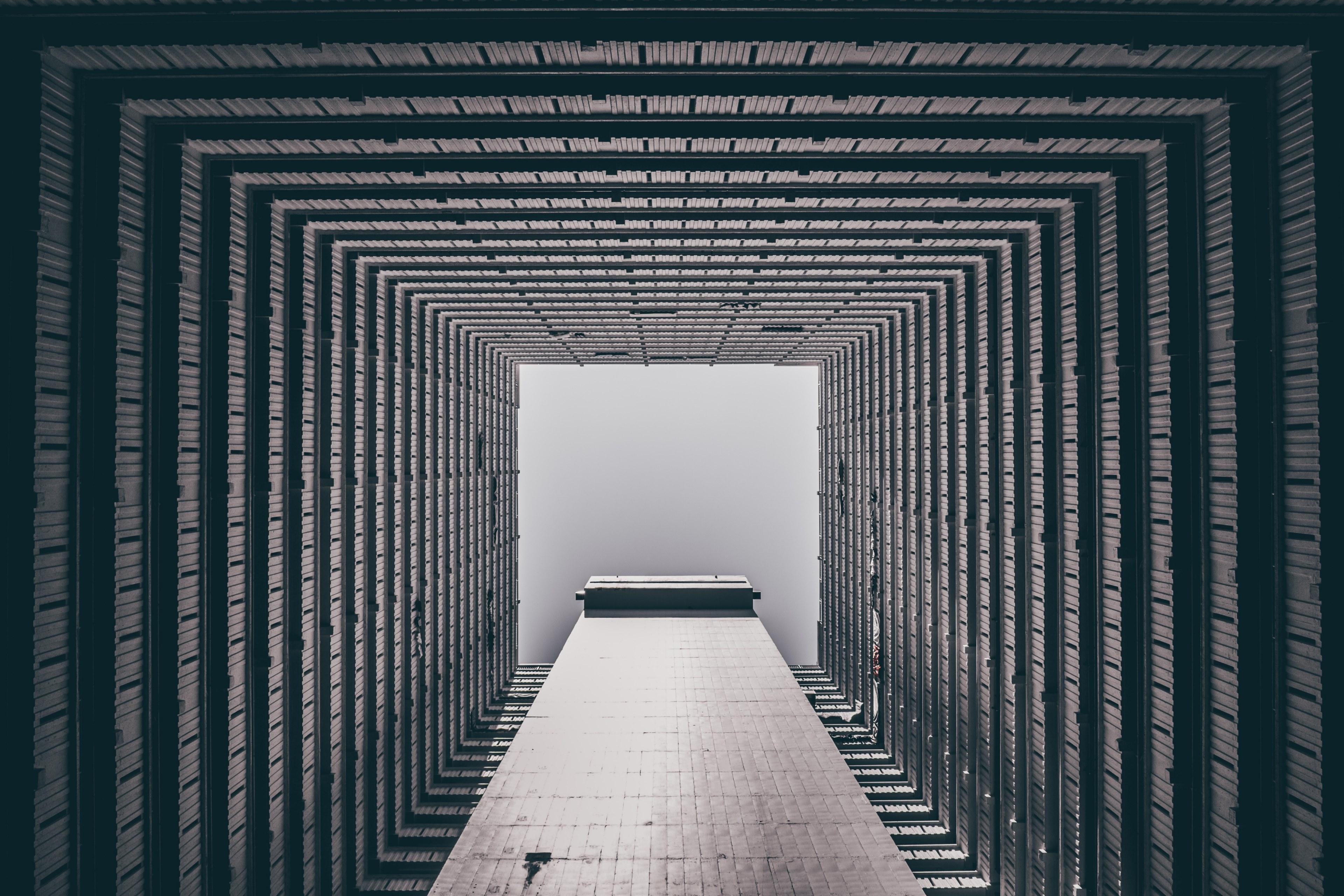 3840x2560 Wallpaper / a hypnotizing image of a building hall in hong kong with trippy square patterns, looking up in hongkong 4k wallpaper free download