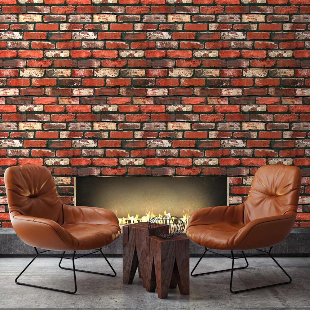 1000x1000 Vinyl Brick Textured Wallpaper Peel & Stick Wallpaper Vintage Red Bricklaying Pattern Self Adhesive Waterproof Home Decorative Home Improvement
