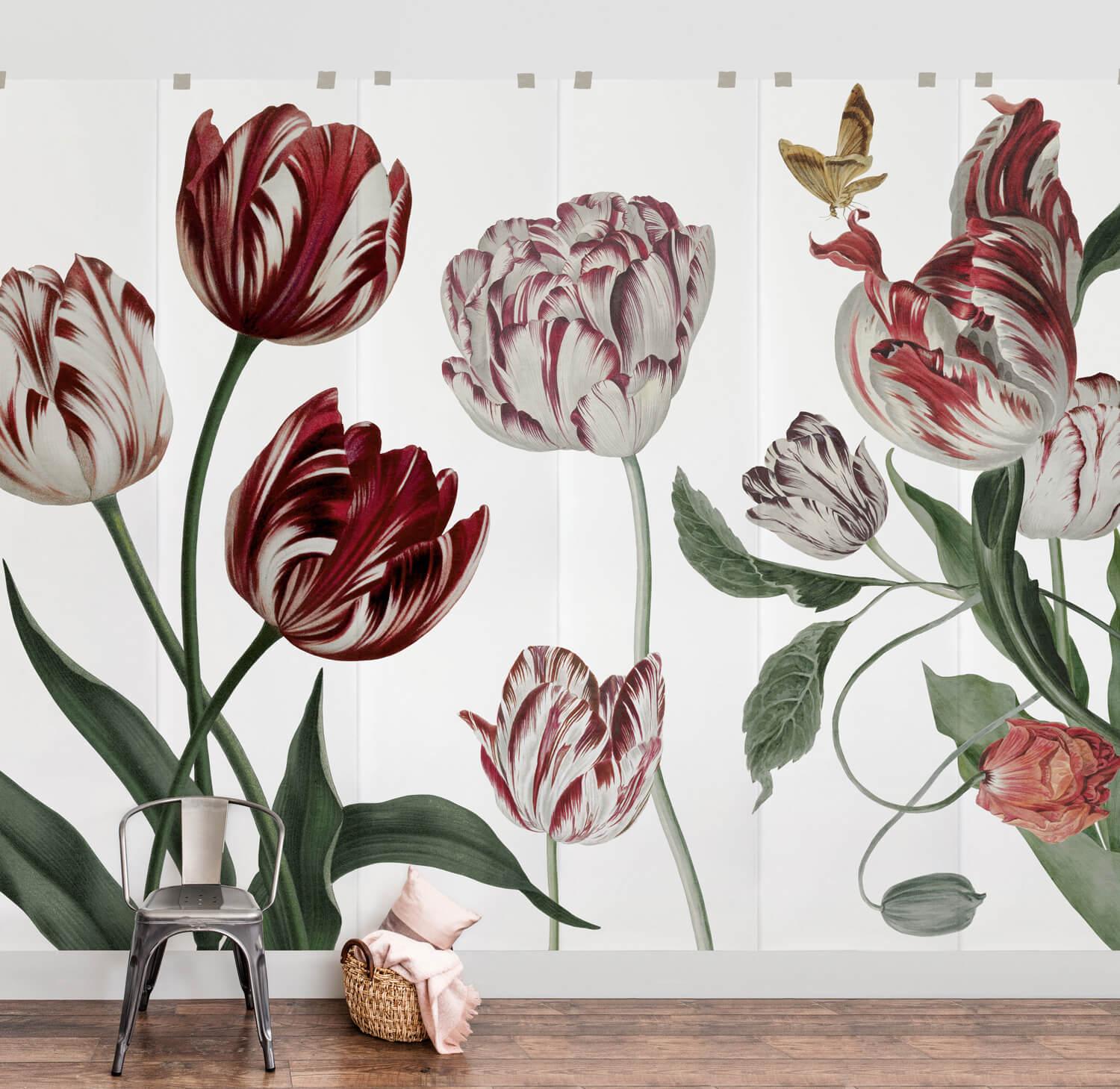 1500x1459 Vintage Red Floral Wall Mural