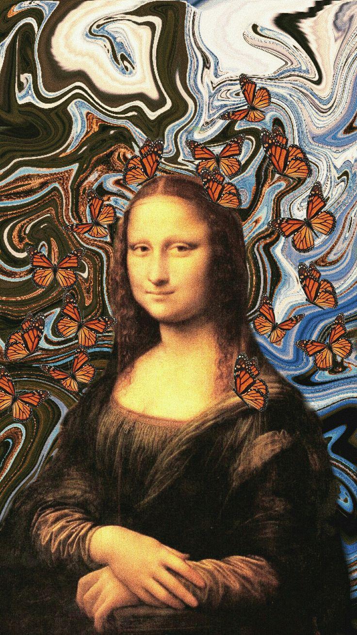 736x1308 Mona Lisa in Fantasy. #monalisa #monaliza #buterfly #wallpaper #fantasy #art #lockscreen #nature. Aesthetic art, Hippie wallpaper, Art