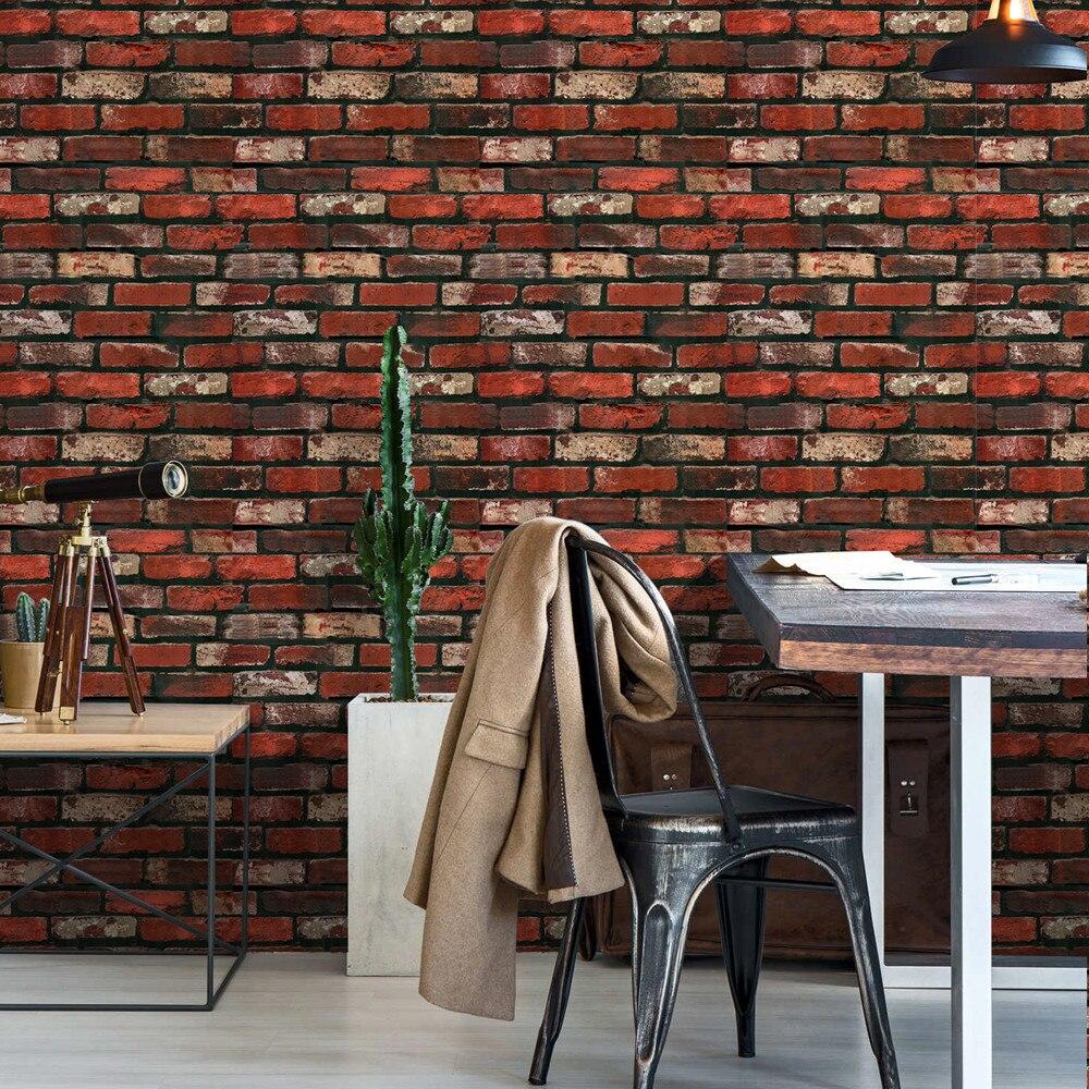 1000x1000 Vinyl Brick Textured Wallpaper Peel & Stick Wallpaper Vintage Red Bricklaying Pattern Self Adhesive Waterproof Home Decorative. Wallpaper