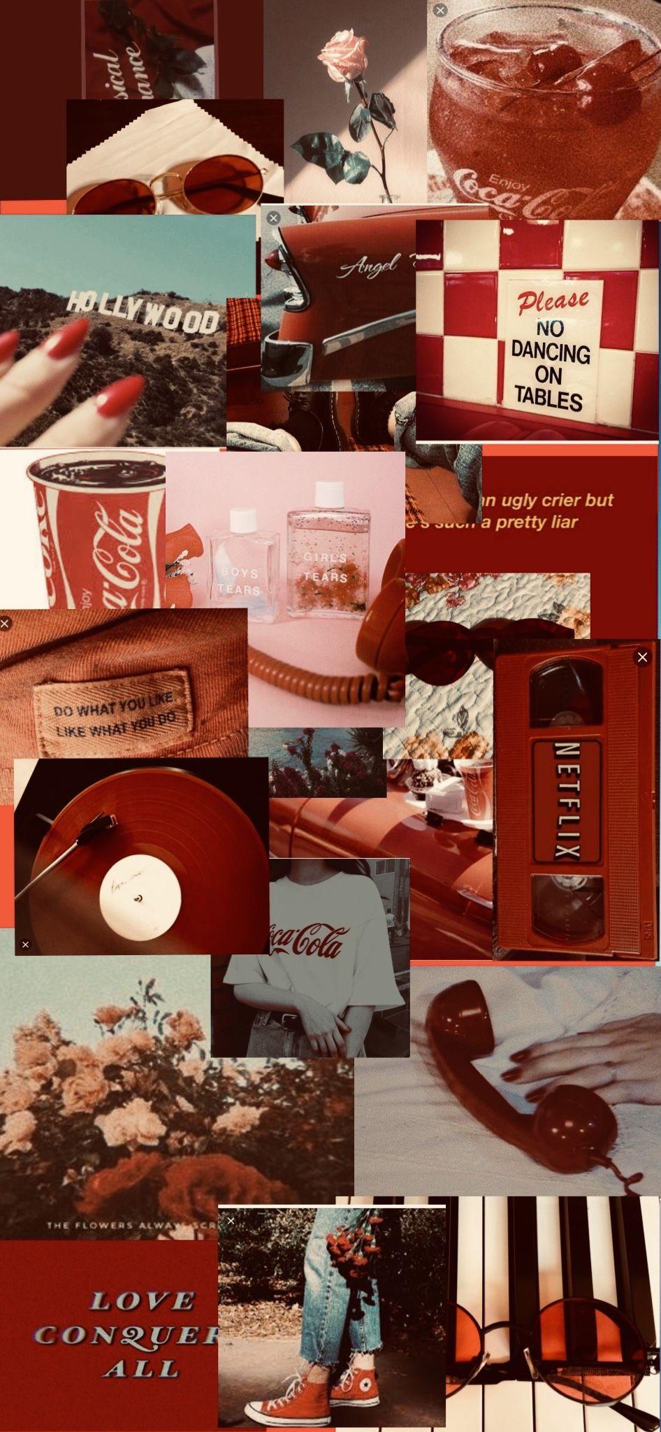 946x2048 Red wallpaper collage. Red wallpaper, iPhone wallpaper vintage, Wallpaper iphone cute
