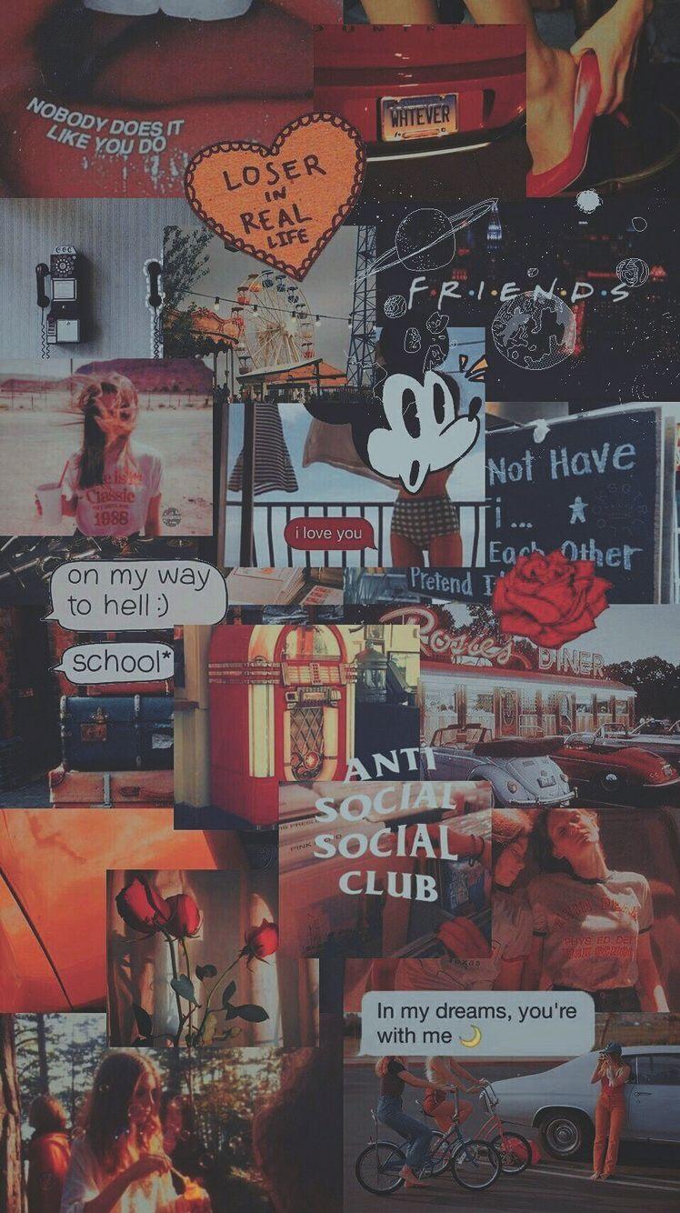 748x1334 Red Retro Aesthetic Wallpaper