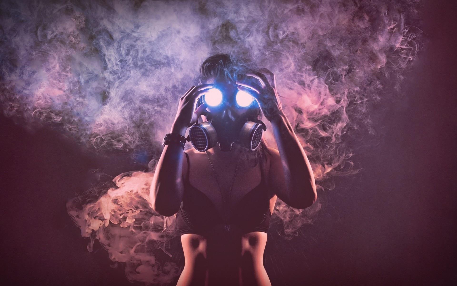 1920x1200 sci fi, Mask, Gas mask, Women, Females, Girls, Dark, Horror, Smoke Wallpaper HD / Desktop and Mobile Background