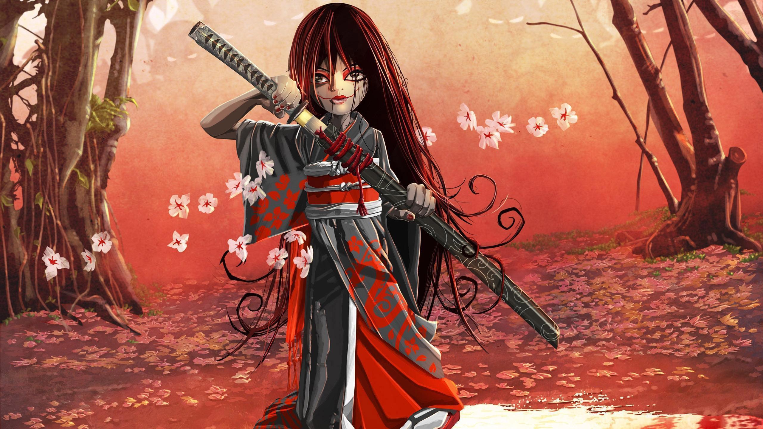 2560x1440 Samurai woman wallpaper