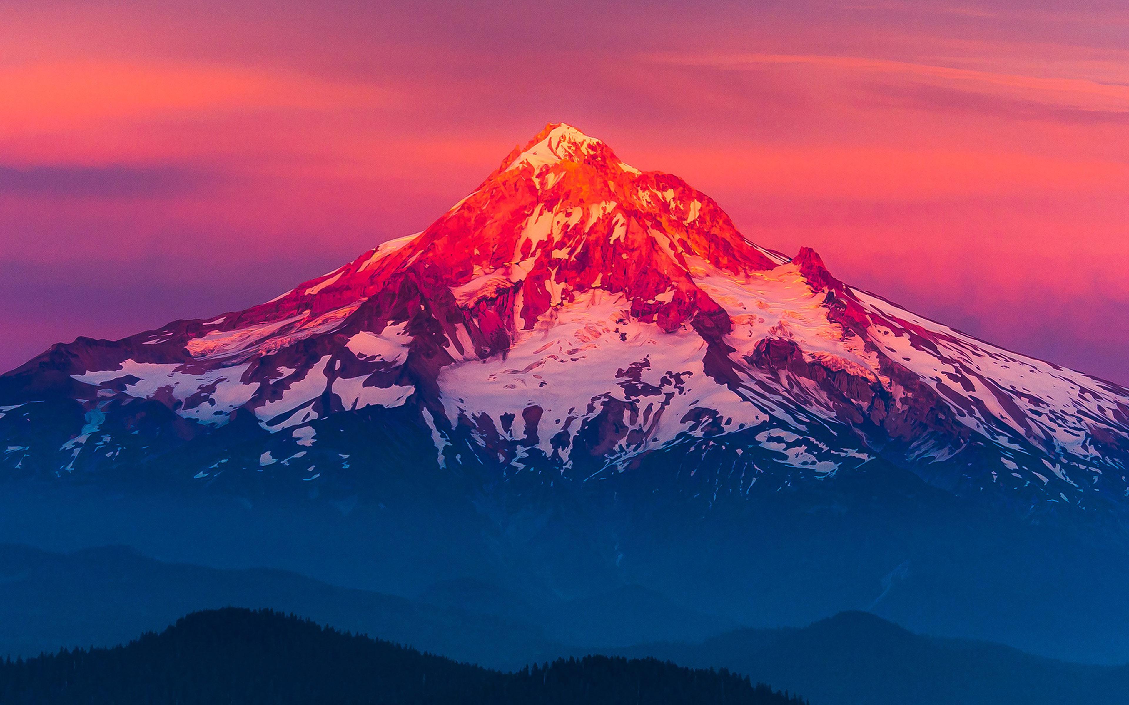 3840x2400 Purple Sunset Snow Mountain Nature Wallpaper