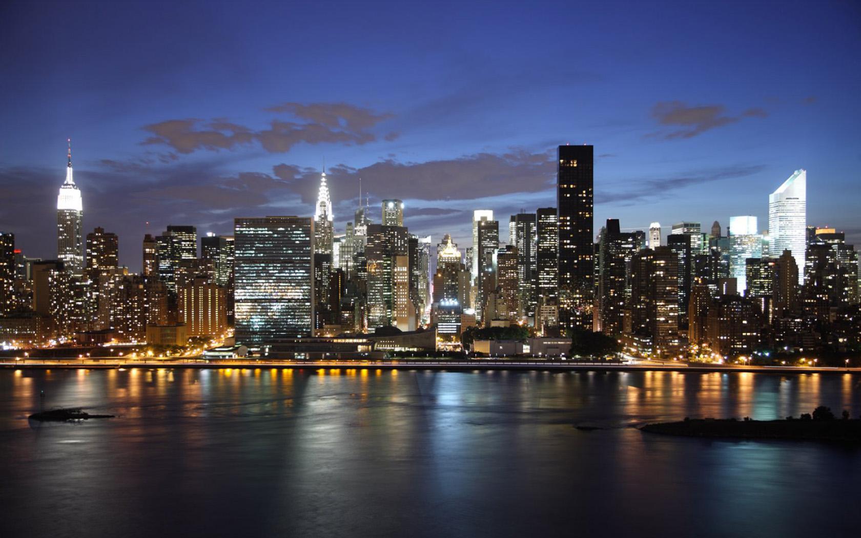 1680x1050 New York Skyline Night HD