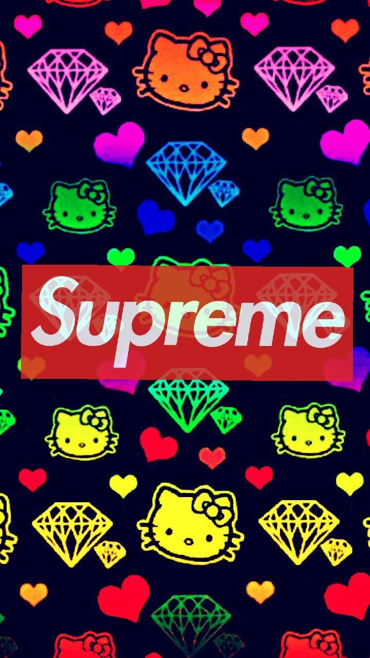 720x1280 Download Neon H Kitty Supreme wallpaper by Z7V12 now. Browse millions of popular colorful wallpape. Supreme iphone wallpaper, Supreme wallpaper, Rainbow wallpaper