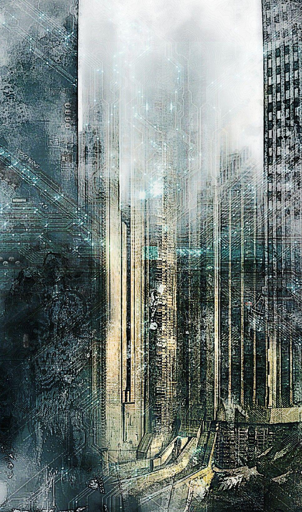 Dystopian futuristic cyberpunk city at night in a neon haze Blue and  purple glowing neon lights Urban wallpaper 3D illustration Stock  Illustration  Adobe Stock