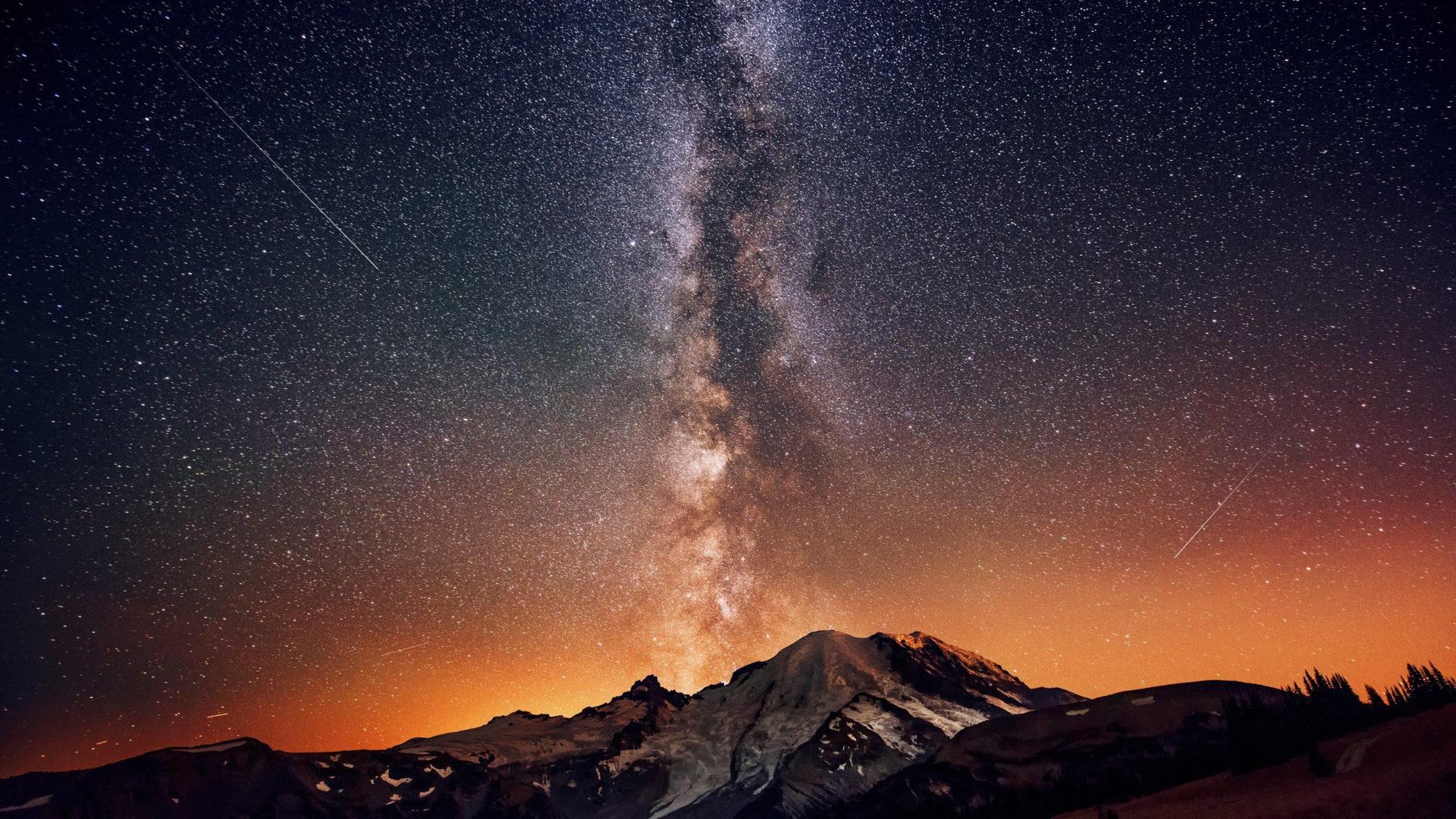 1920x1080 Nature Starry Sky Milky Way Mountain Winter HD Wallpaper