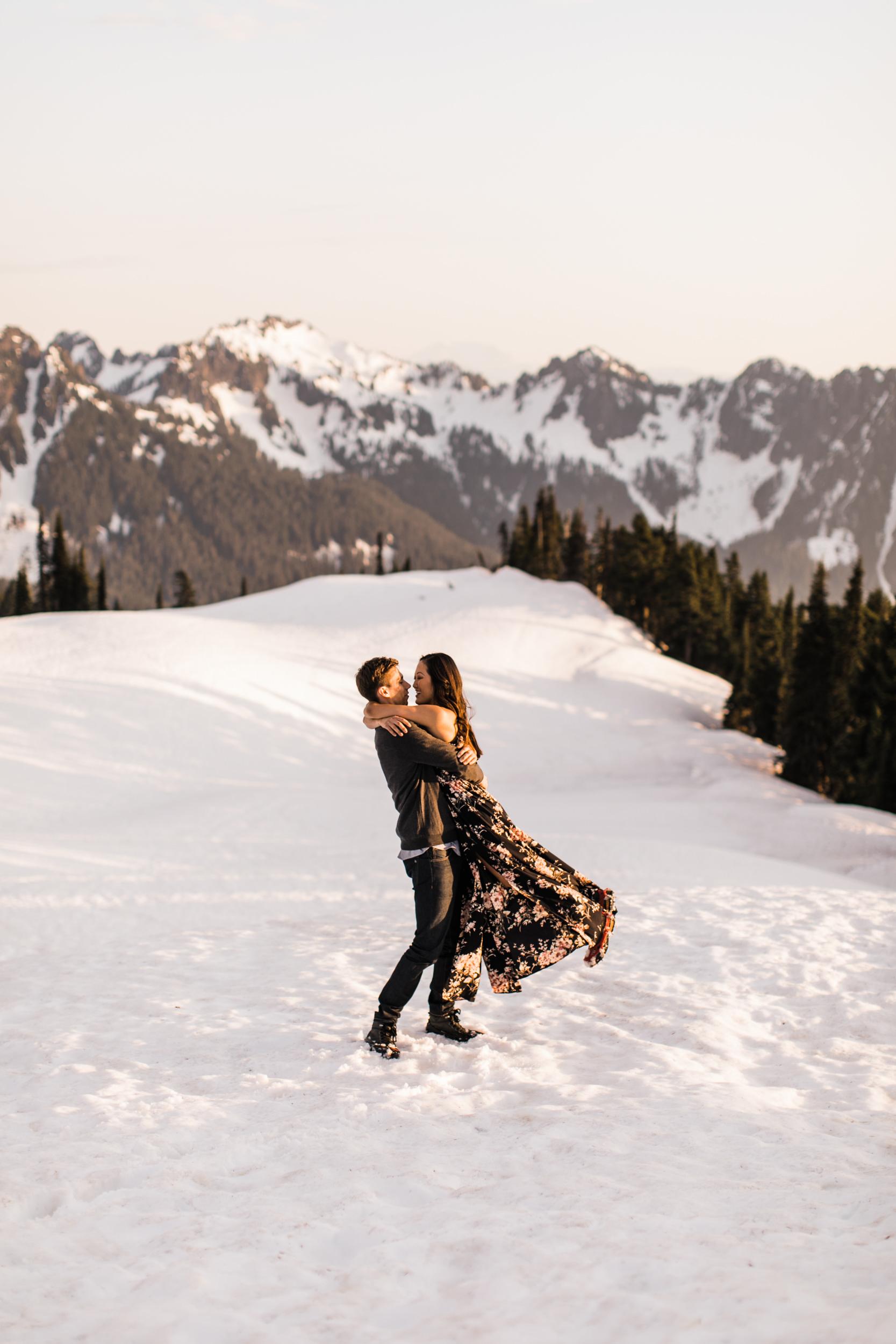 1667x2500 snowy mount rainier engagement session. national park elopement photographer