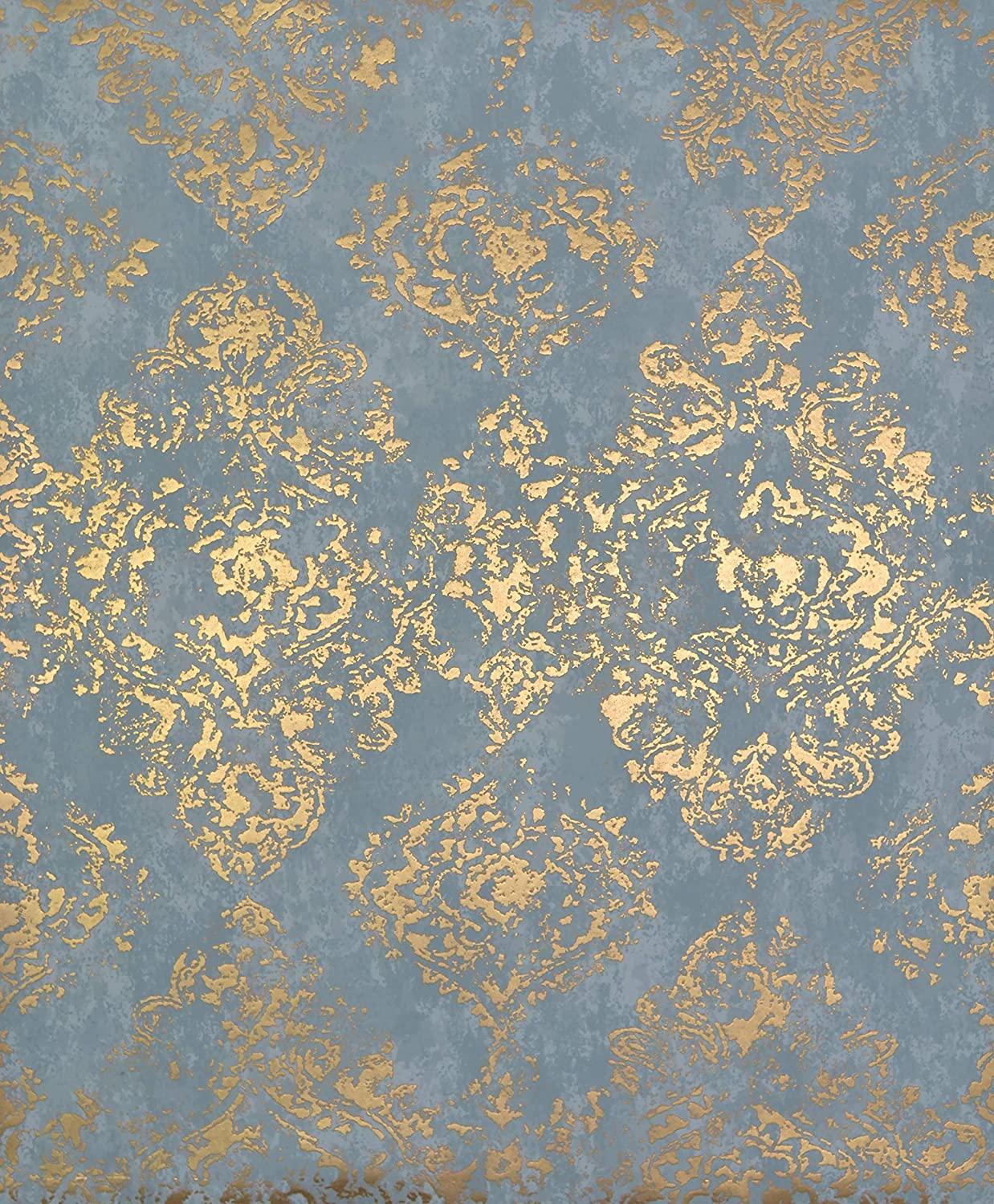 1238x1500 York Wallcoverings NW3565 Modern Metals Stargazer Wallpaper Blue /Gold : Tools & Home Improvement
