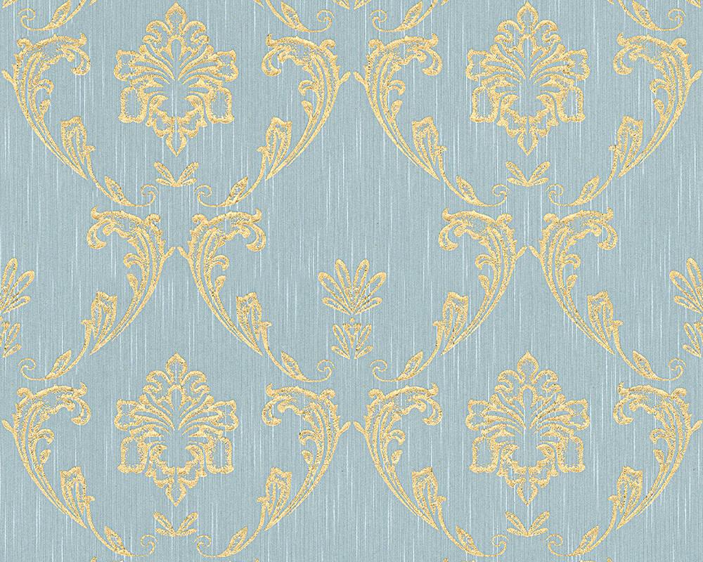 1000x800 Architects Paper Wallpaper «Uni, Blue, Gold, Green, Metallic» 306586