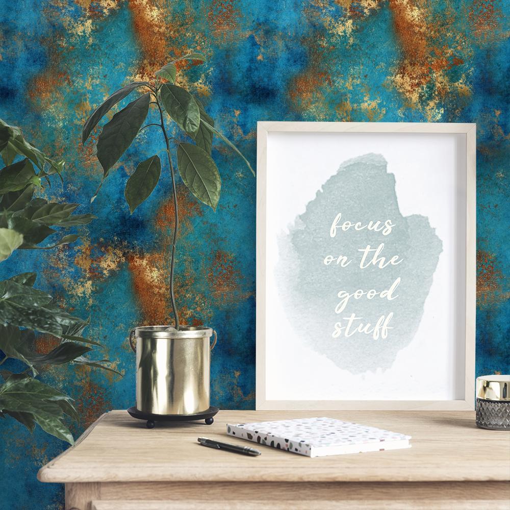 1000x1000 Blue and Gold Rust Wallpaper wallpaper by Wallvy. Worldwide shipping!
