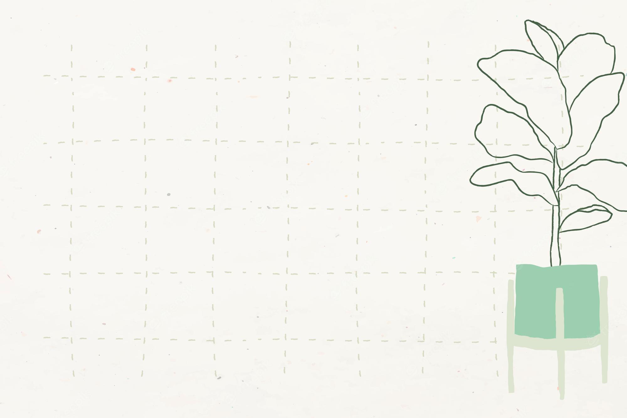 2000x1333 Free Vector. Simple plant doodle vector in grid background