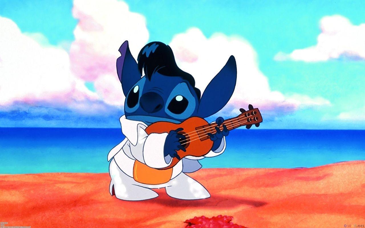 1280x800 Hình nền Disney Lilo & Stitch Guitar Cartoons