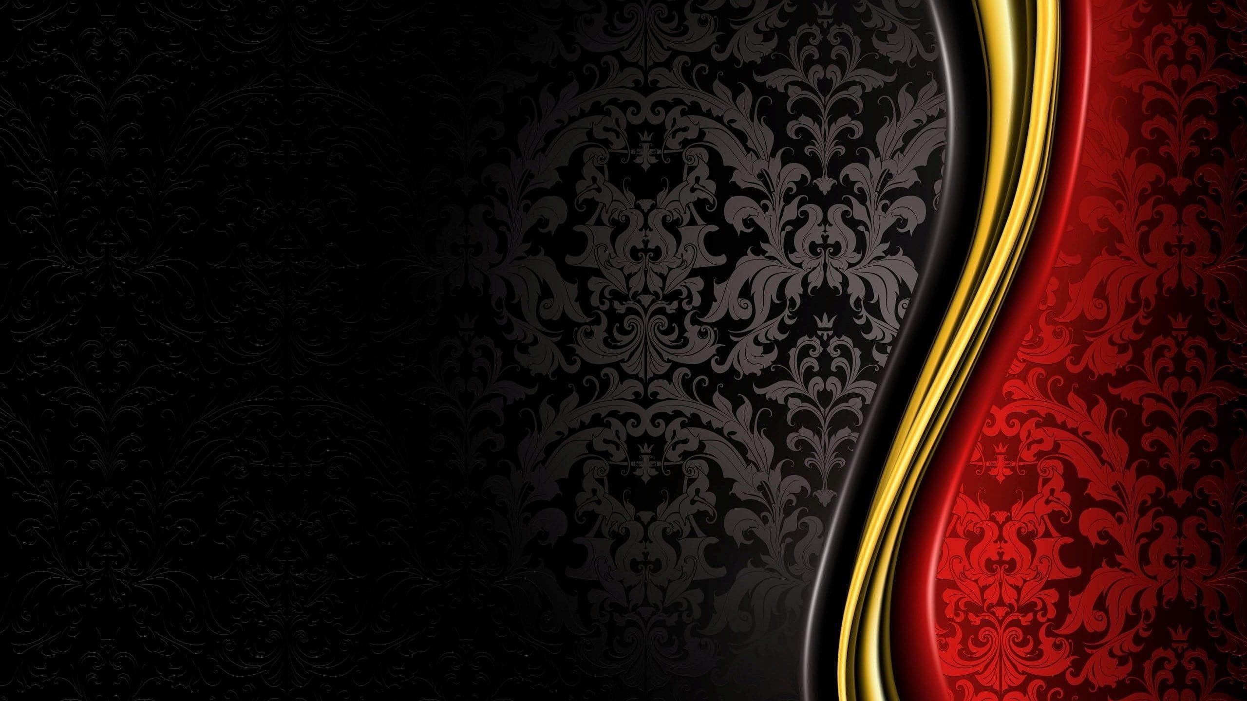 2560x1440 black, yellow, and red damask wallpaper #luxury #royal #black #gold #red #abstr. Fondo de pantalla negro, Fondo de pantalla de android, Fondo de pantalla elegante