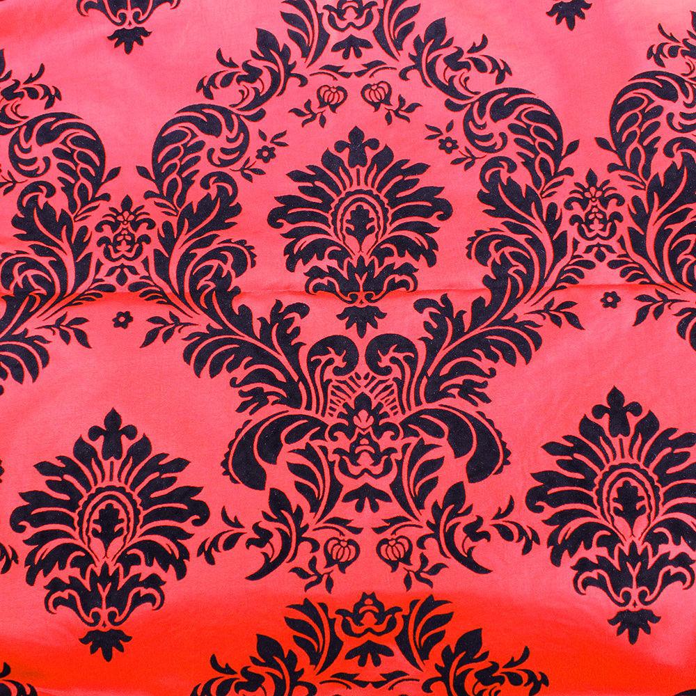 1000x1000 Red and Black Flocking Damask Taffeta Velvet Fabric 58 Decor 3D