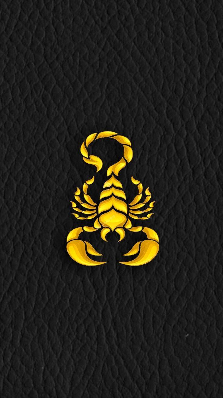 737x1311 Gold scorpion symbol on soft black leather iPhone wallpaper. iPhone