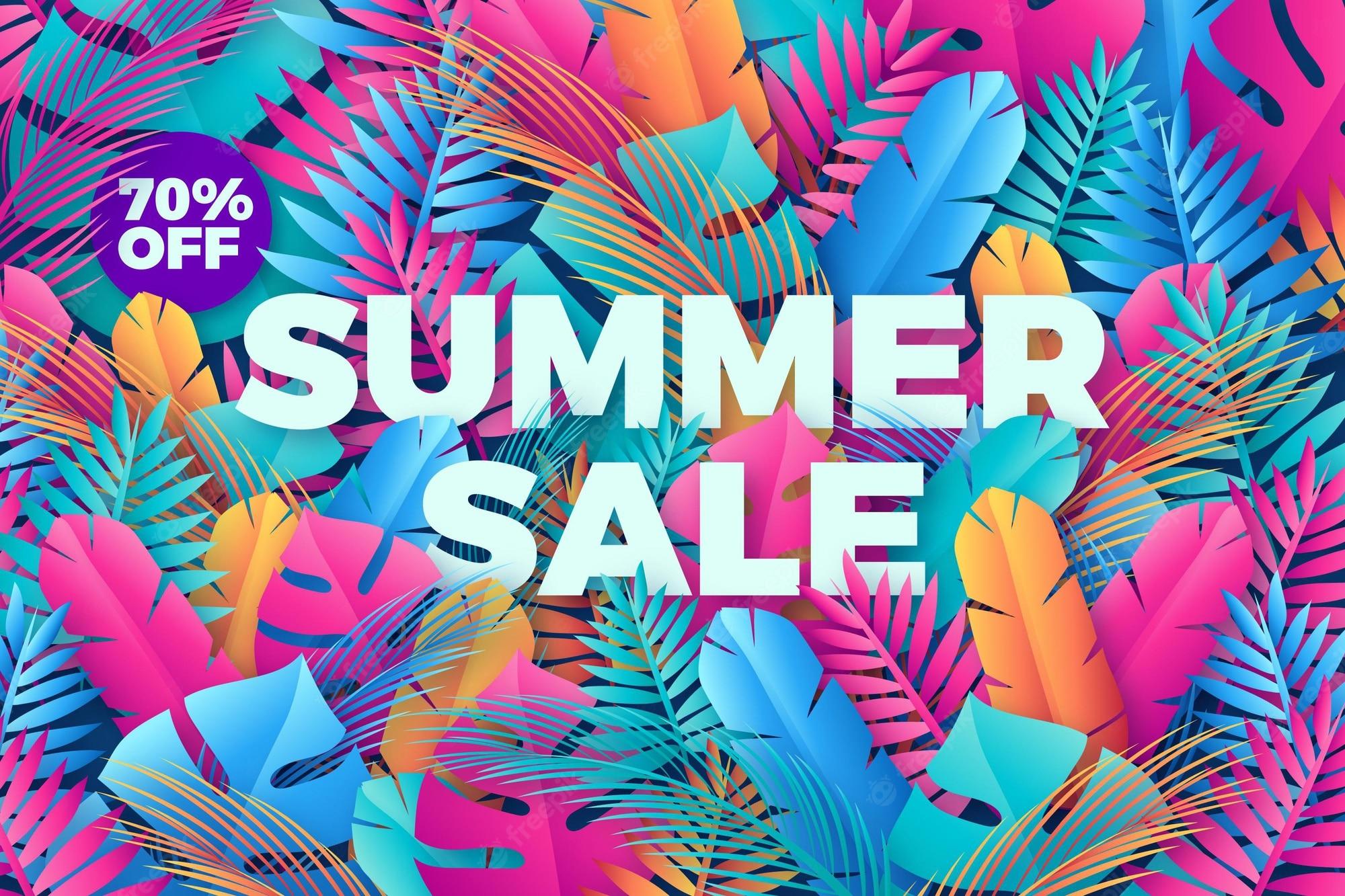2000x1333 Free Vector. Colorful summer sale promotional wallpaper