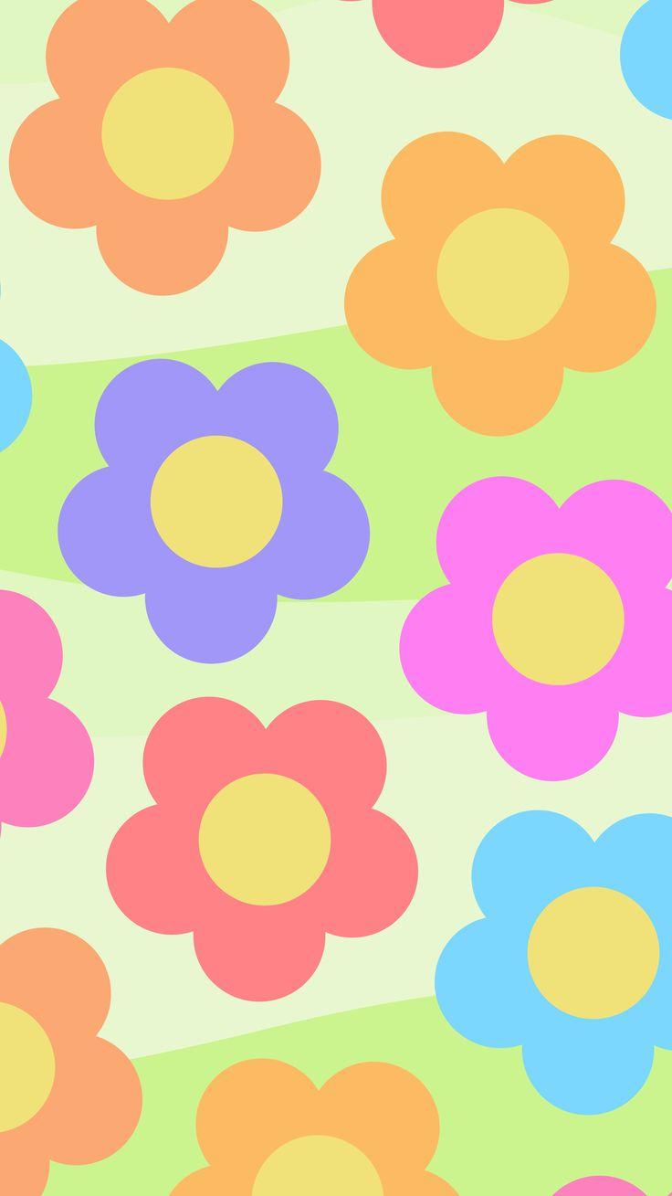 736x1309 Phone Wallpaper. 'Bright Flower with wave' design