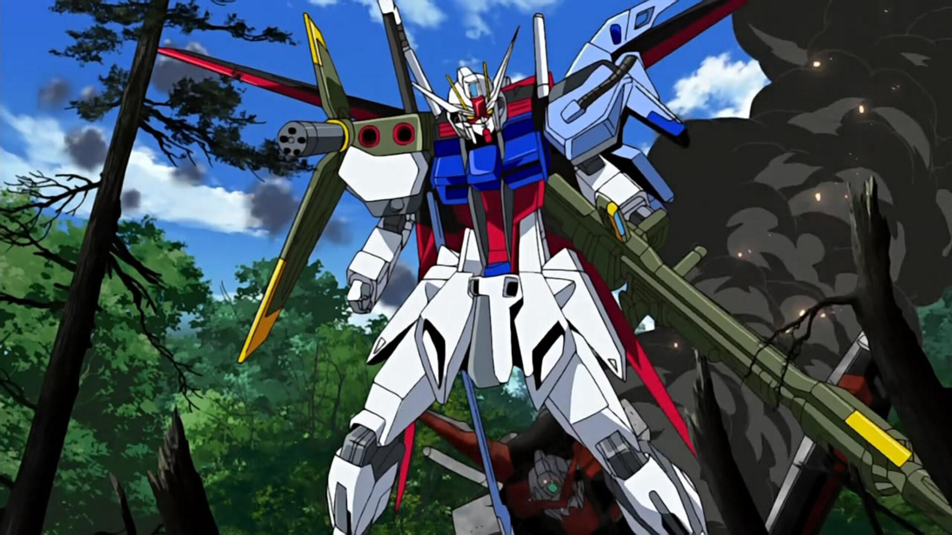 1920x1080 Anime Anime Screenshot Mech Gundam Mobile Suit Gundam SEED Perfect Strike Gundam Digital Art Wallpaper:1920x1080