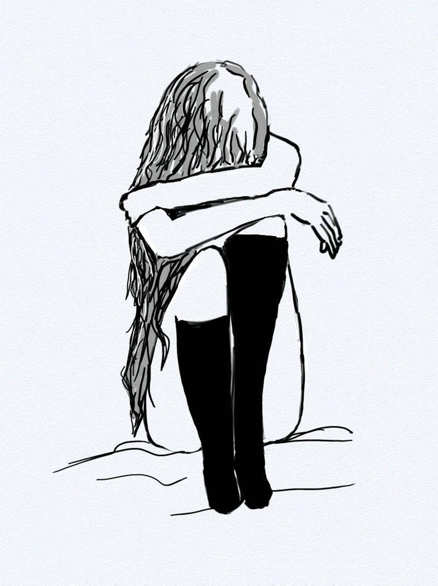 1436x1920 Download Broken Girl Sad Drawing Wallpaper