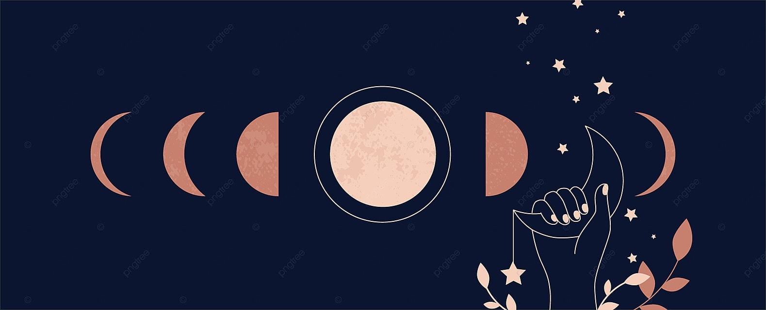 1579x640 Moon Aesthetic Moonlight Phase Boho Background, Mystical, Trendy, Magical Background Image for Free Download