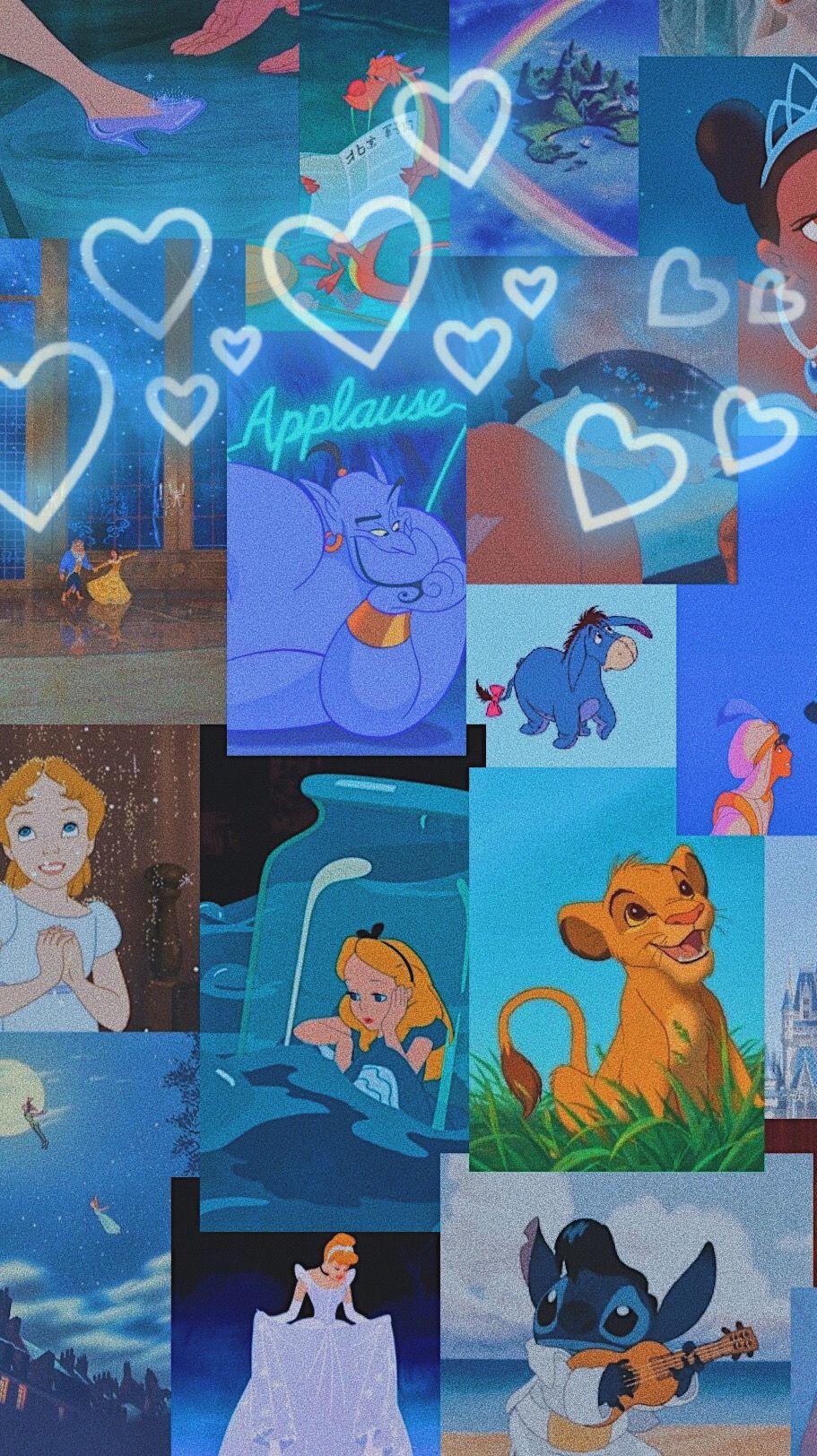 911x1624 Disney aesthetic wallpaper blue. Disney wallpaper, Disney collage, Vintage disney poster