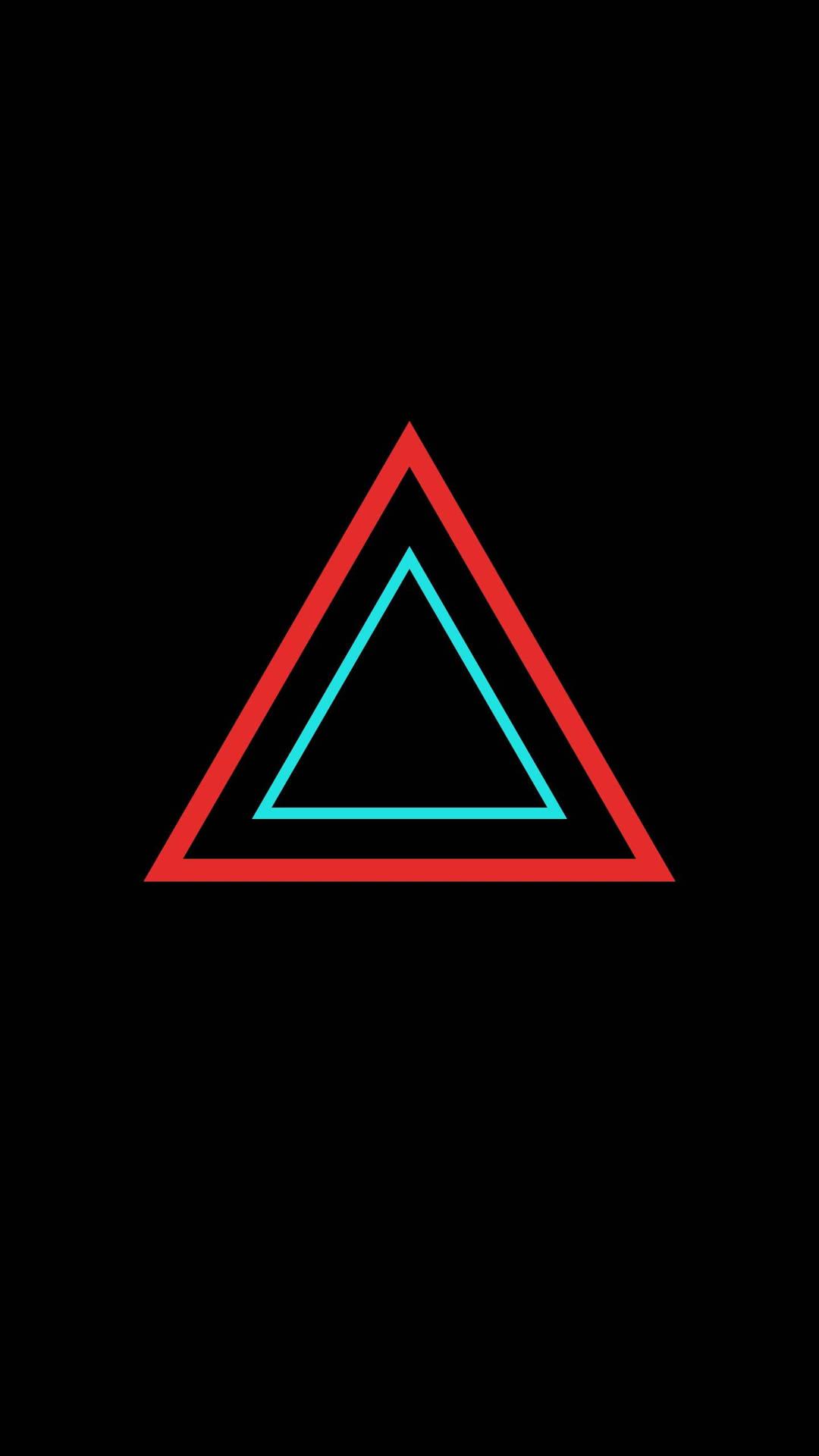 1080x1920 Download Black Pyramid Neon Red Blue Light Wallpaper