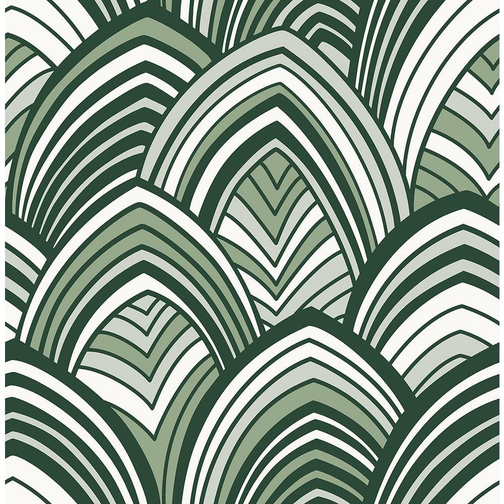 1000x1000 A Street Prints CABARITA Green Art Deco Leaves Green Wallpaper Sample 2969 87354SAM Home Depot