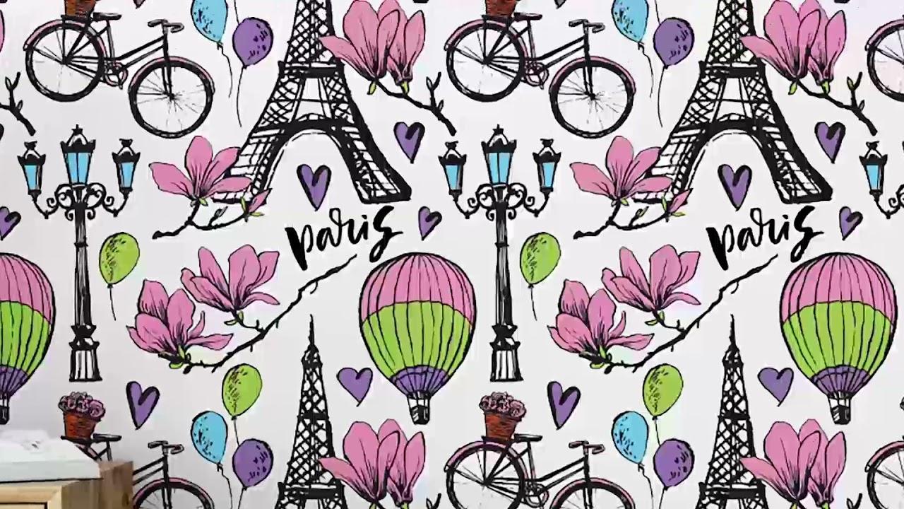 1280x720 GW5201 Grace & Gardenia Paris Balloons & Flowers Peel and Stick Wallpaper Roll 20.5 inch Wide x 18 ft. Long, Pink Purple Black Green Savvy Decorator