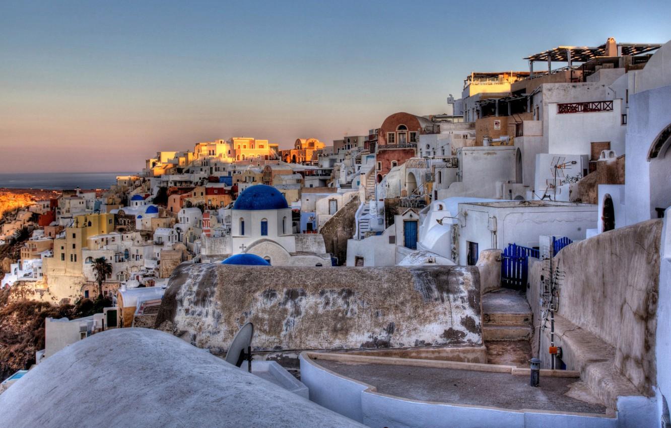 1332x850 Wallpaper sunset, island, home, Greece, Santorini image for desktop, section город