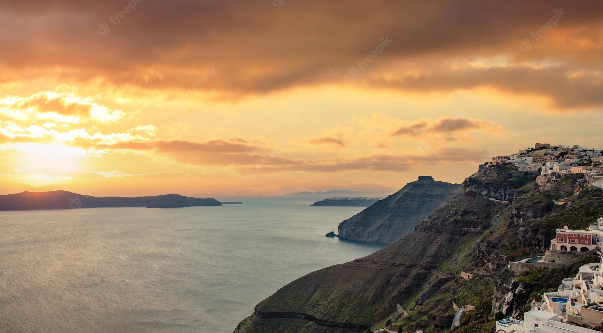 2000x1107 Santorini Sunset Image. Free Vectors, & PSD