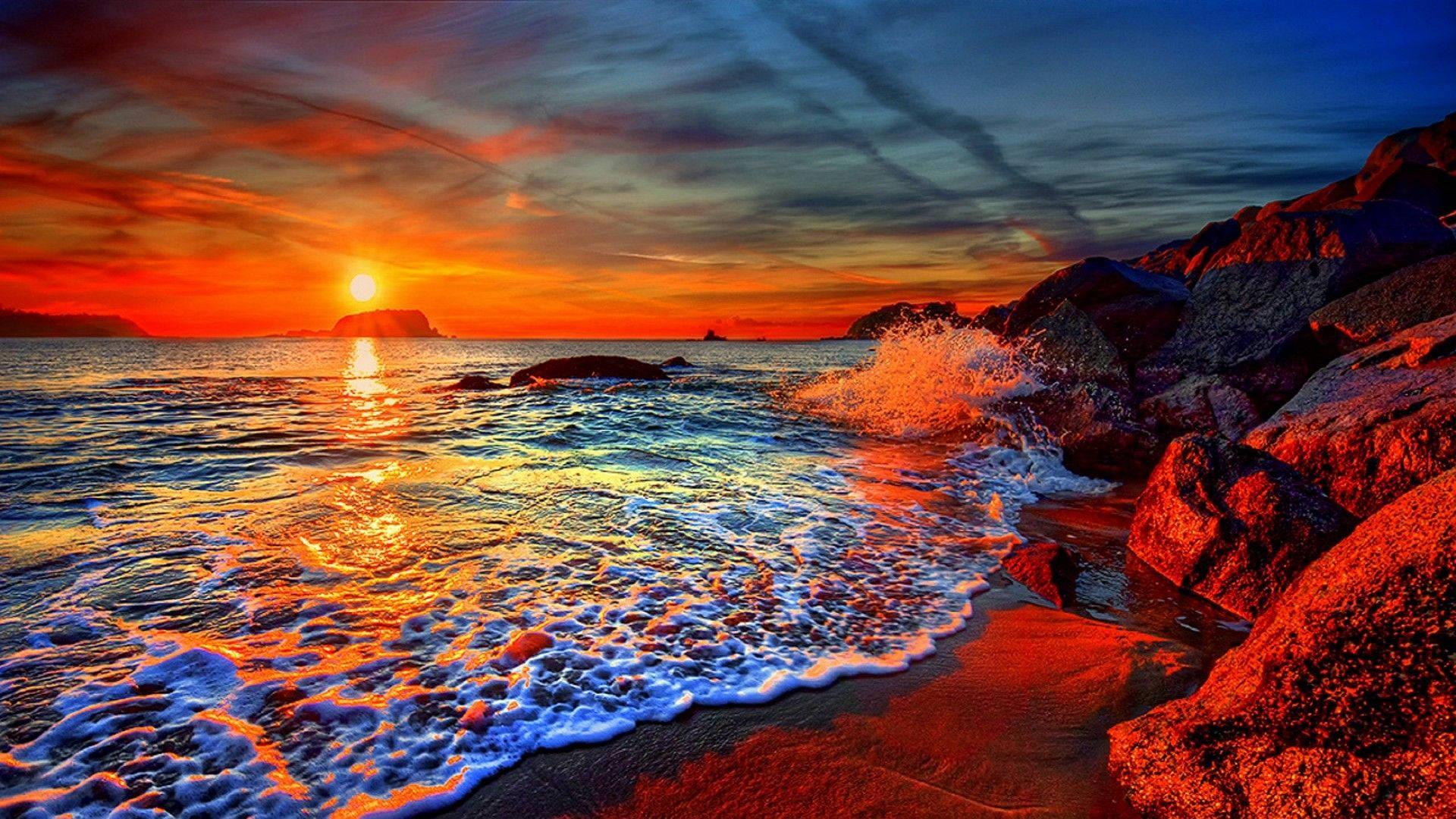 1920x1080 Download Iconic Santorini Sunset In Greece Wallpaper
