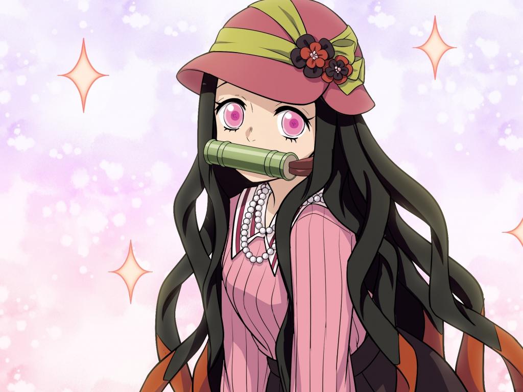 1024x768 Artwork, pink eyes, cute, nezuko kamado wallpaper, HD image, picture, background, f2c7b4