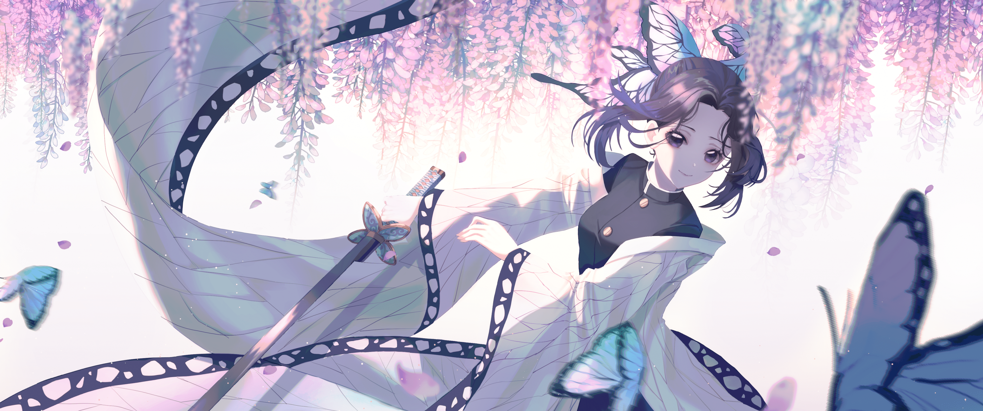 3440x1440 Shinobu Kocho Wallpaper 4K, Demon Slayer: Kimetsu no Yaiba, Anime