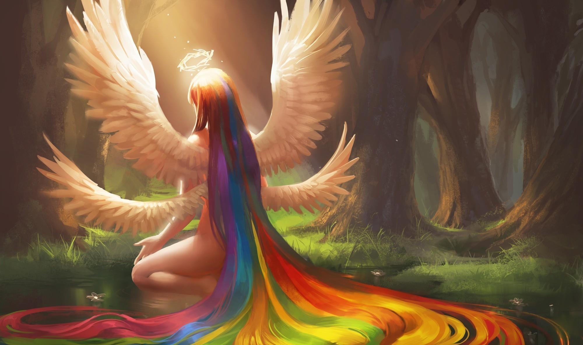 2000x1185 angel, wings, nimbus Wallpaper, HD Fantasy 4K Wallpaper, Image, Photo and Background