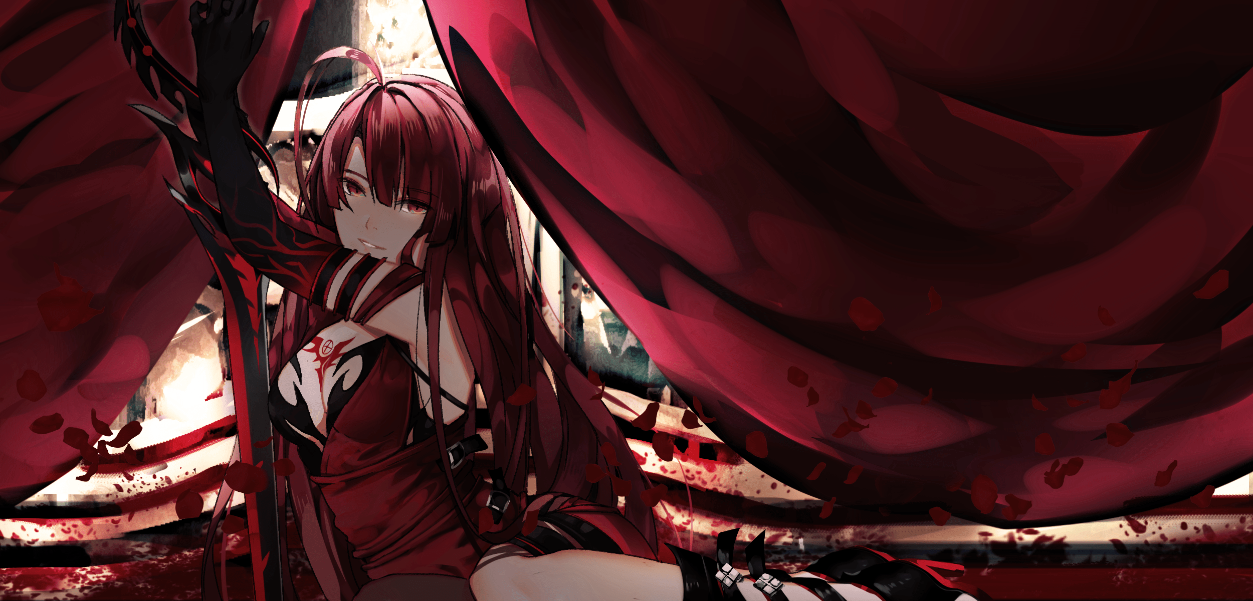 2500x1200 elesis and bloody queen (elsword) drawn
