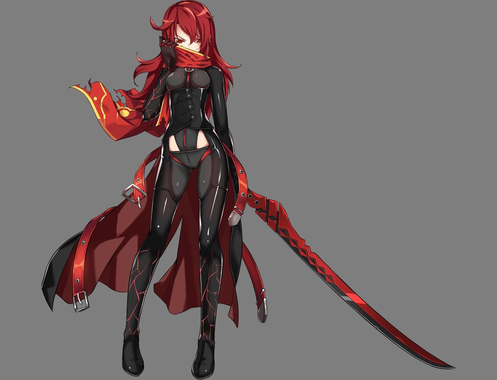 1700x1300 Elesis elsword, Elsword, sword, anime girls, redhead, scarf (1700x1300px) on