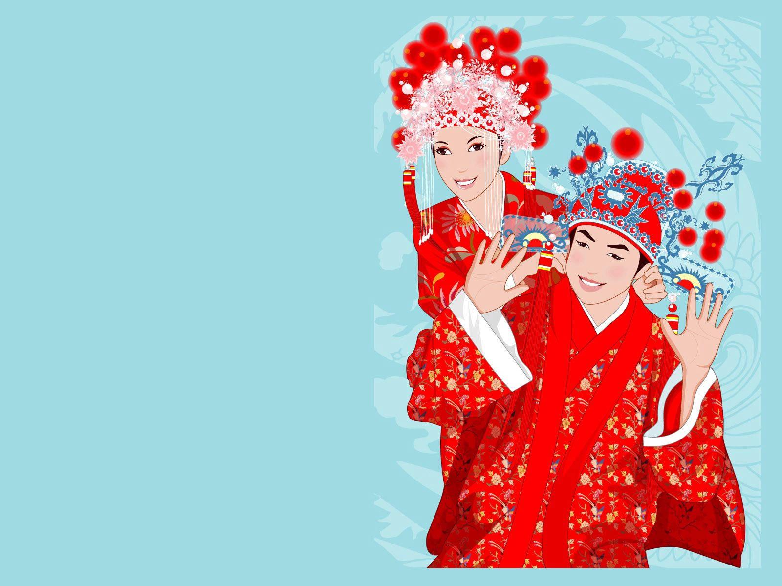 1600x1200 Download Chinese Couple Cartoon Image Wallpaper