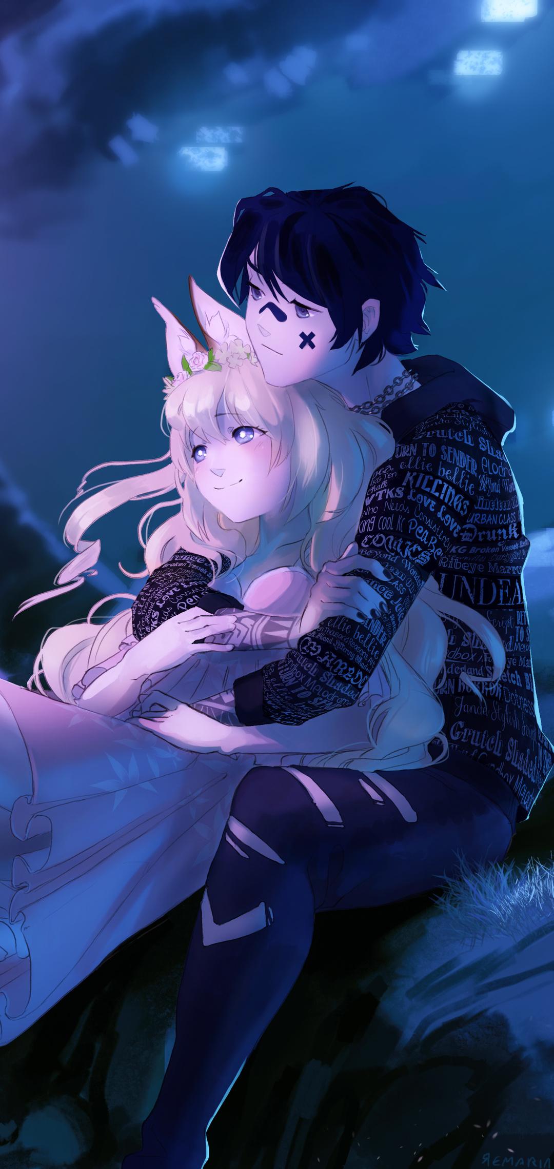 1080x2280 Embraced And Endeared Anime Couple 4k One Plus Huawei p Honor view Vivo y Oppo f Xiaomi Mi A2 HD 4k Wallpaper, Image, Background, Photo and Picture