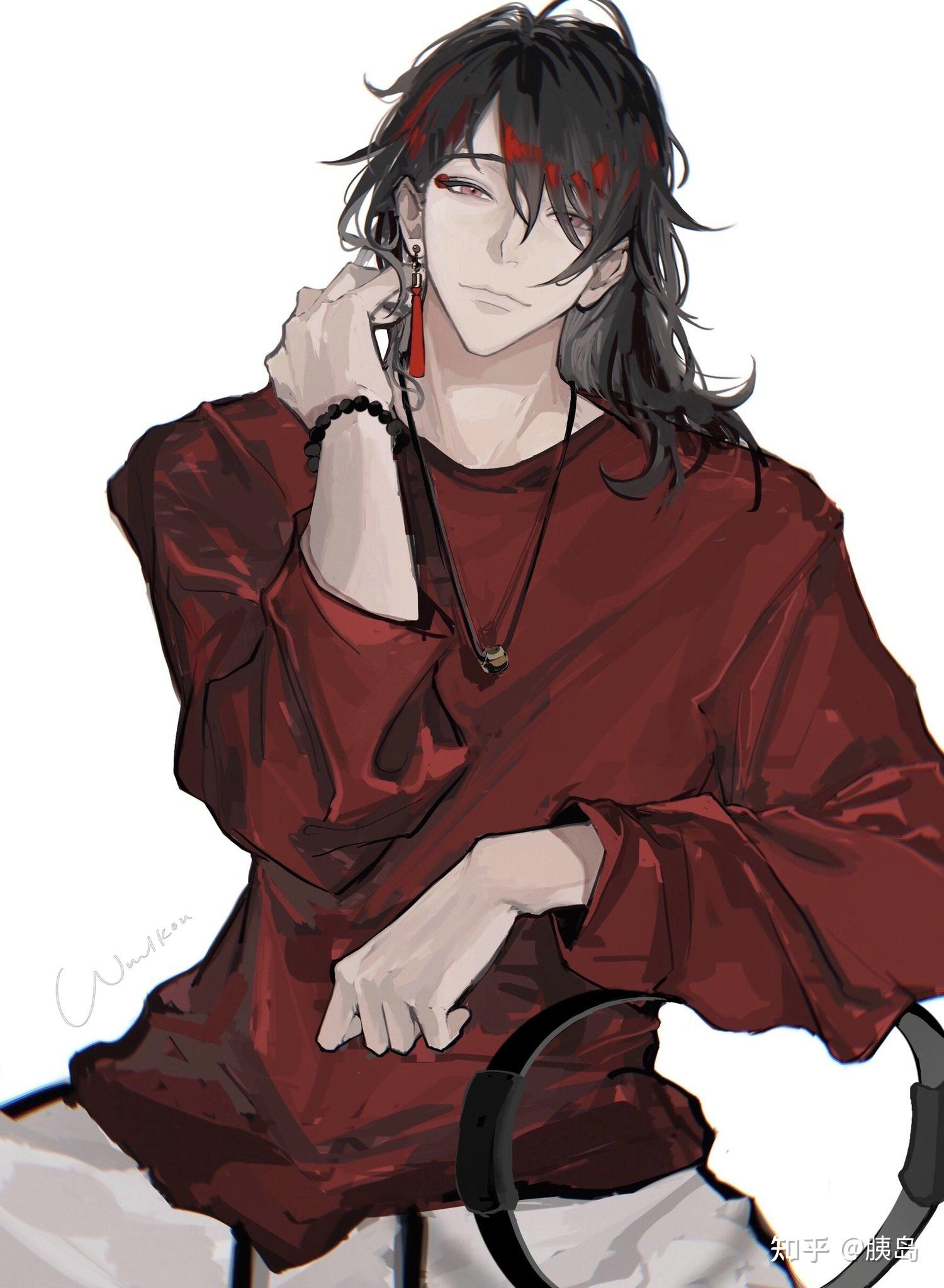 1500x2048 Vox Akuma, Virtual Youtuber, black hair, yellow eyes, Devil, red clothing, white background, anime boys, anime, necklacex2048 Wallpaper