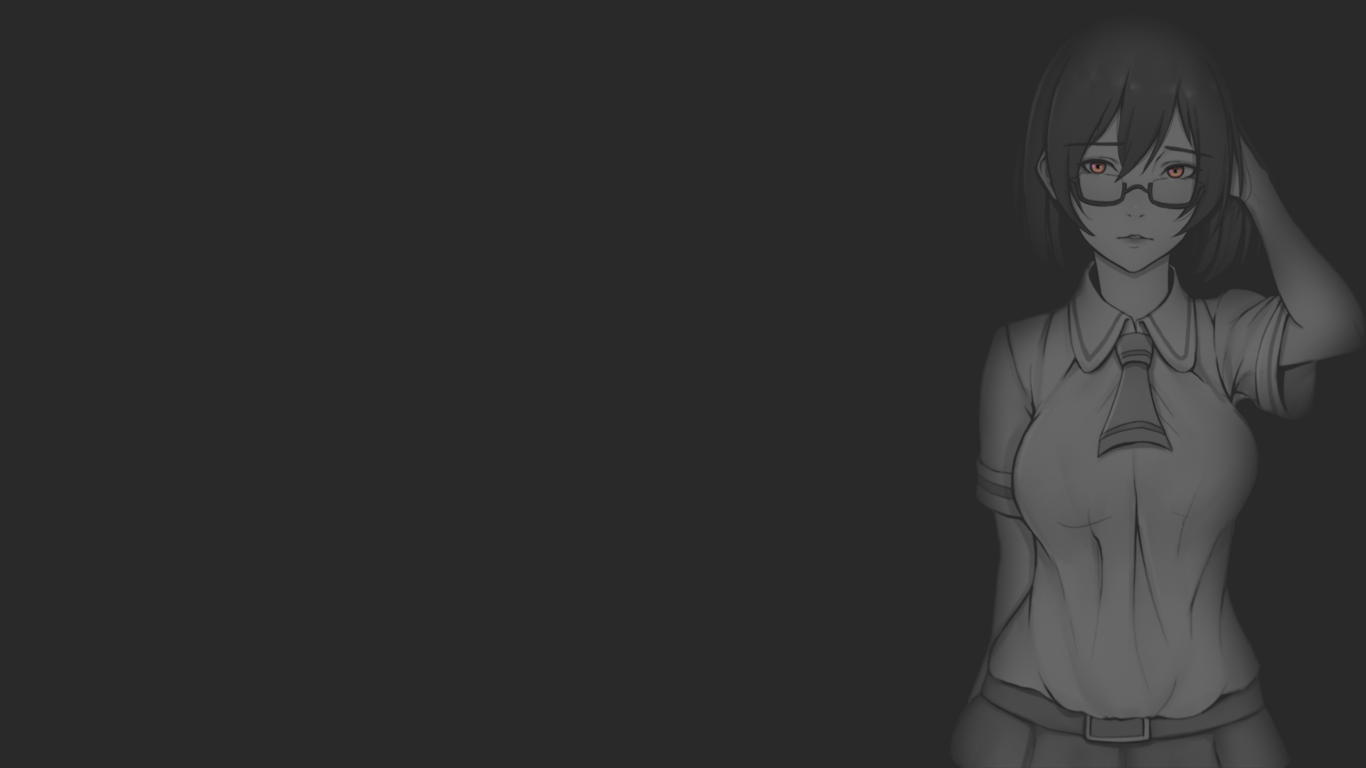 1920x1080 Wallpaper / anime, anime girls, illustration, night, selective coloring, dark background, boobs, manga, uniform, school, Asobi Asobase, minimalism free download